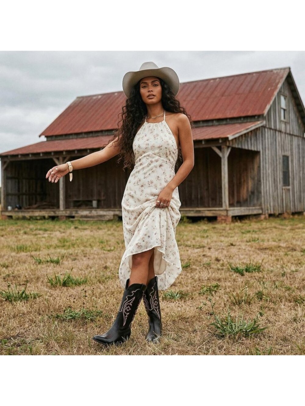 Women's Black Embroidered Western Cowgirl Boots with Chunky Heel Comfort Boot - Picture 2 of 7